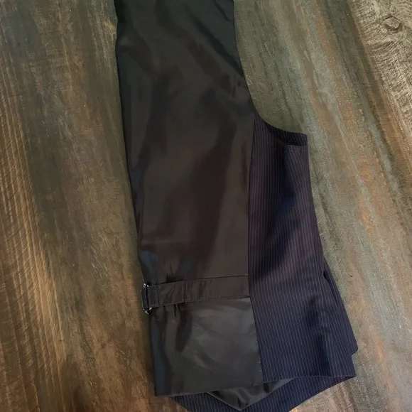 Navy, black, and white pinstripe vest - Picture 3 of 4